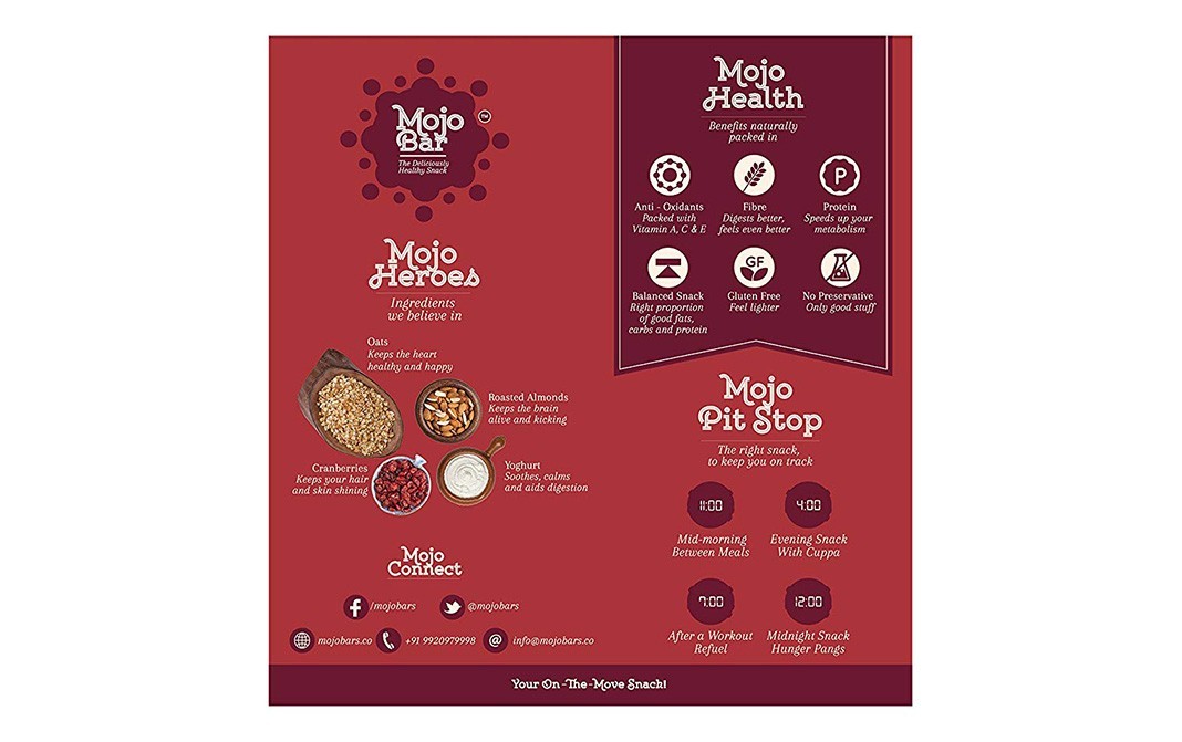 Mojo Bar Naturally Mojolicious Yoghurt Berry + Anti - Oxidants Bars   Box  210 grams